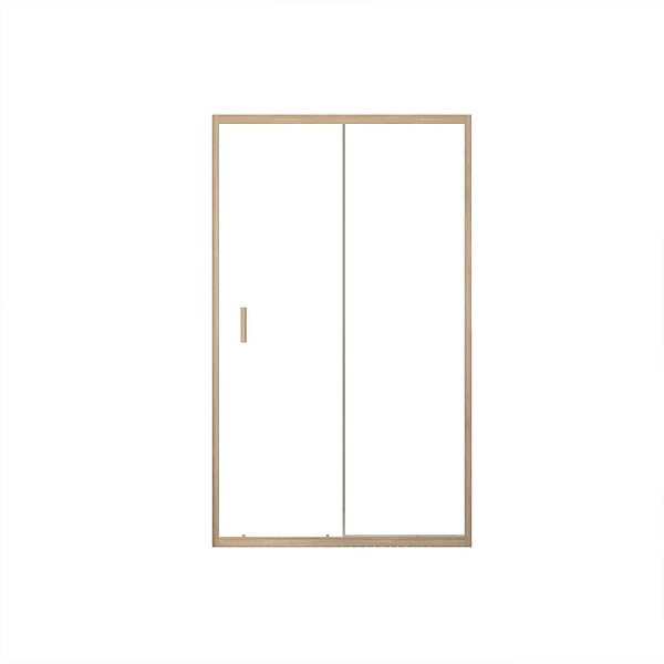 AURLANE - Porte de douche Coulissante 120x200cm - Profilés Aluminium effet Bois - Verre 6mm - WOOD CRUSH - large