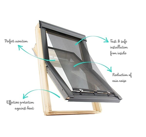 AVOSDIM - Store Extérieur compatible fenêtre de toit VELUX ® pour dimension 1, 304, M04, 2, 308, M08, 14, 306, M06, MK04, MK06, MK08 - large