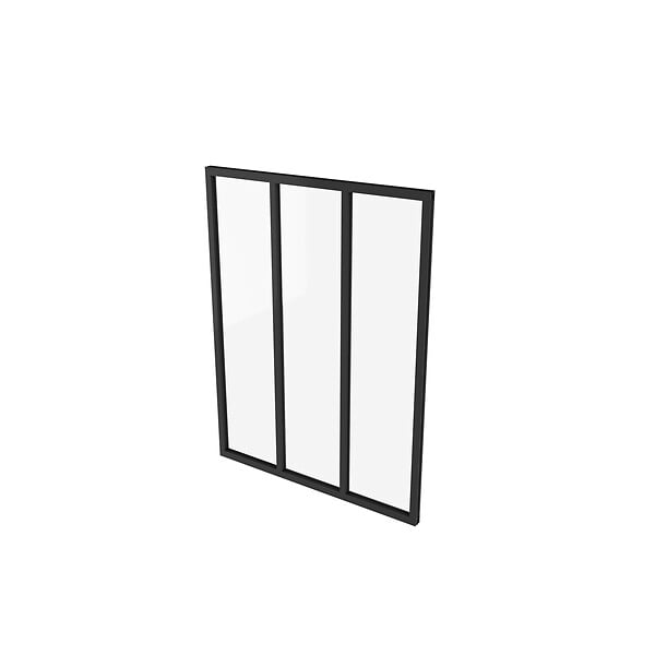 AICA SANITAIRE - Verrière intérieur atelier H.108 x L.93cm en aluminium carreaux noire cadre en 3 vitrage fixe - large