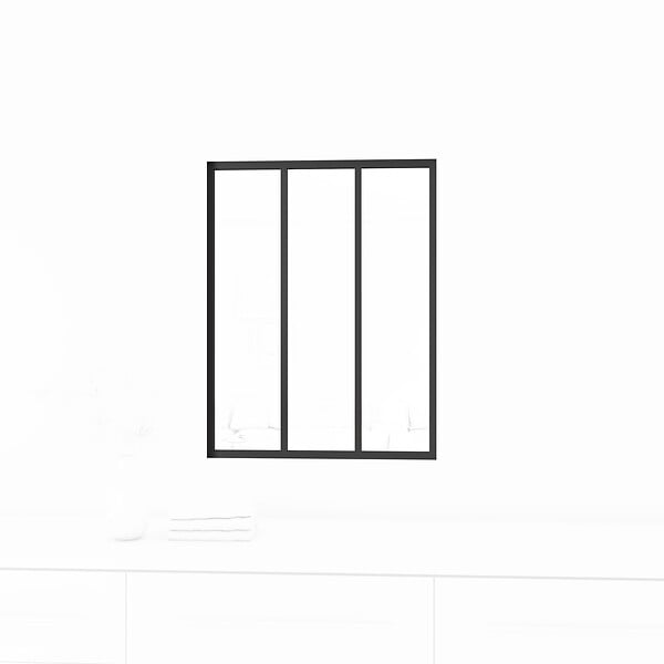 AICA SANITAIRE - Verrière intérieur atelier H.108 x L.93cm en aluminium carreaux noire cadre en 3 vitrage fixe - large