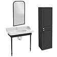 JACOB DELAFON - Console Cléo 1889 avec plan vasque + miroir + colonne droite + siphon chromé - vignette