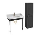 JACOB DELAFON - Console Cléo 1889 avec plan vasque + colonne droite + robinet lavabo or + siphon or - vignette