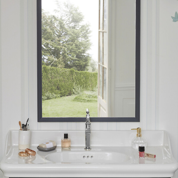 JACOB DELAFON - Console Cléo 1889 avec plan vasque + colonne droite + siphon chromé - large