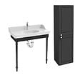JACOB DELAFON - Console Cléo 1889 avec plan vasque + colonne droite + robinet lavabo chromé + siphon chromé - vignette