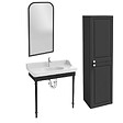 JACOB DELAFON - Console Cléo 1889 avec plan vasque + colonne droite + miroir + robinet lavabo chromé + siphon chromé - vignette