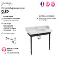 JACOB DELAFON - Console Cléo 1889 avec plan vasque + colonne droite + miroir + robinet lavabo chromé + siphon chromé - vignette