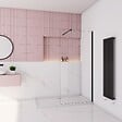 AICA SANITAIRE - Paroi de douche à l’italienne anticalcaire 8mm,60x200cm avec barre de fixation extensible en cylindrique, profilé en noir mat - vignette