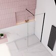 AICA SANITAIRE - Paroi de douche à l’italienne anticalcaire 8mm,60x200cm avec barre de fixation extensible en cylindrique, profilé en noir mat - vignette