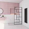 AICA SANITAIRE - Paroi de douche à l’italienne forme à carreaux noir 70x200cm,en verre anticalcaire 8mm avec barre de fixation en carré extensible 73-120cm - vignette