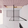 AICA SANITAIRE - Paroi de douche à l’italienne forme à carreaux noir 70x200cm,en verre anticalcaire 8mm avec barre de fixation en carré extensible 73-120cm - vignette