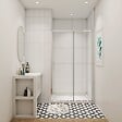 AICA SANITAIRE - porte de douche coulissante 110x190cm en verre 5mm profilé en aluminium chromé en niche - vignette