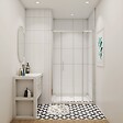 AICA SANITAIRE - porte de douche coulissante 130x190cm en verre 5mm profilé en aluminium chromé en niche - vignette