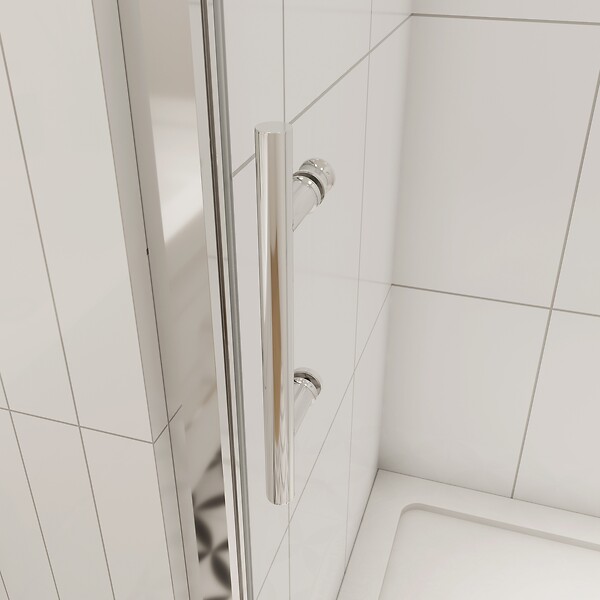AICA SANITAIRE - porte de douche coulissante 130x190cm en verre 5mm profilé en aluminium chromé en niche - large