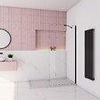 AICA SANITAIRE - Paroi de douche à l’italienne anticalcaire 8mm walk-in 50x200cm avec barre de fixation d’ angle noir 45cm, profilé en noir mat - vignette