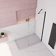 AICA SANITAIRE - Paroi de douche à l’italienne anticalcaire 8mm walk-in 50x200cm avec barre de fixation d’ angle noir 45cm, profilé en noir mat - vignette