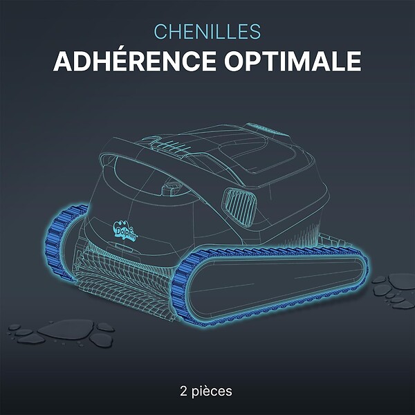 DOLPHIN - chenilles de remplacement bleues (2 pièces) pour robot dolphin s100, s200, s300, s300i, s400 - 99831521-r2 - large