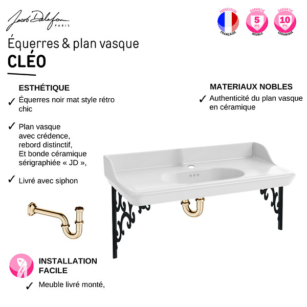 JACOB DELAFON - Pack plan vasque suspendu Cléo 1890 - large