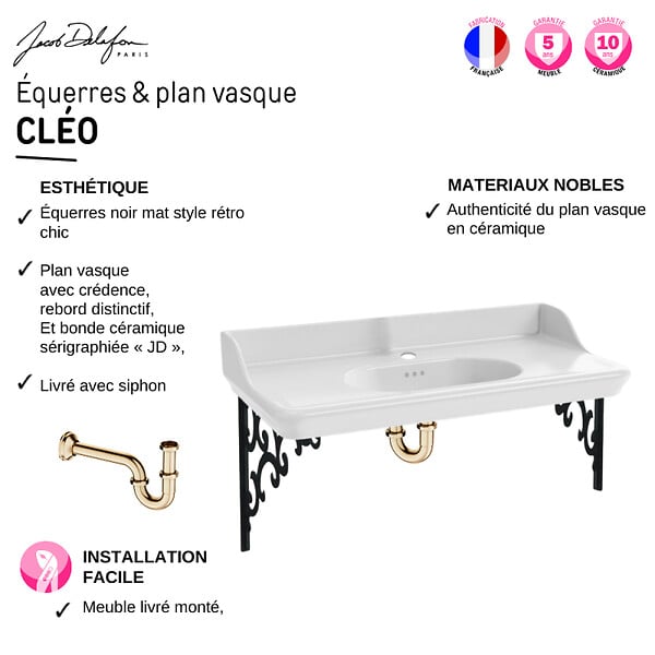 JACOB DELAFON - Pack plan vasque suspendu Cléo 1890 - large