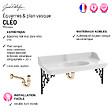JACOB DELAFON - Pack plan vasque suspendu Cléo 1889 + colonne droite + miroir + robinet or + siphon or - vignette