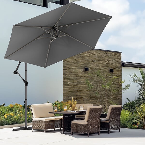 VOUNOT - Parasol deporte 3M Gris fonce avec housse de protection - large
