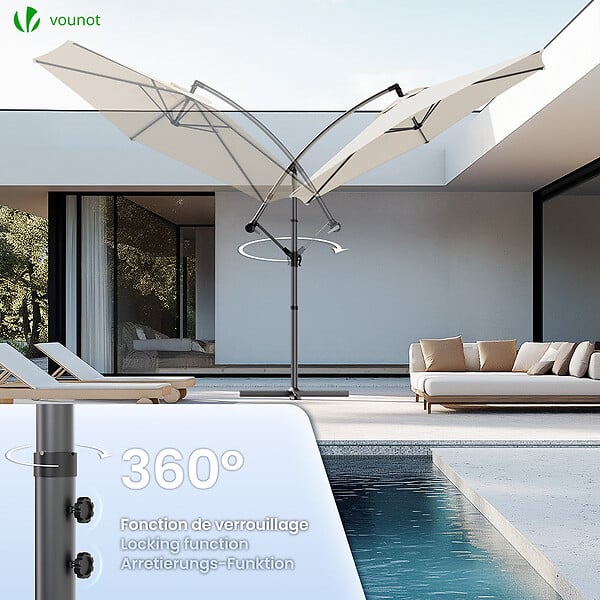 VOUNOT - Parasol deporte 3M avec housse de protection et sangle de fixation Beige - large