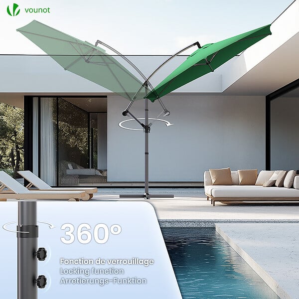VOUNOT - Parasol deporte 3M avec housse de protection et sangle de fixation Vert - large