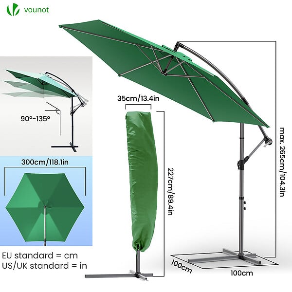 VOUNOT - Parasol deporte 3M avec housse de protection Vert - large