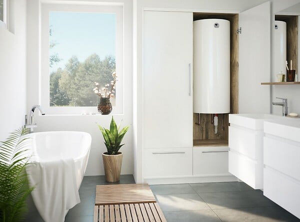 THERMOR - Chauffe-eau vertical mural étroit Duralis Thermor - 150L - 1800W - 3 personnes- Blanc - large