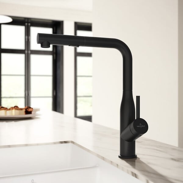 VILLEROY ET BOCH - Robinet de cuisine avec douchette Subway Style Shower Noir mat - large