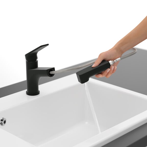 VILLEROY ET BOCH - Robinet de cuisine avec douchette Junis Shower Noir mat - large