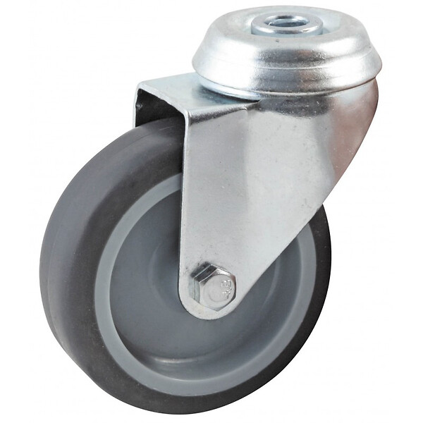 AVL - Roulette pivotante à trou central AVL - roue caoutchouc Ø 50 mm - alésage lisse - charge 50 kg - 552850L - large