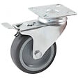 AVL - Roulette pivotante à platine rectangulaire à frein AVL - roue caoutchouc Ø 75 mm - alésage lisse - charge 70 kg - 552841L - vignette