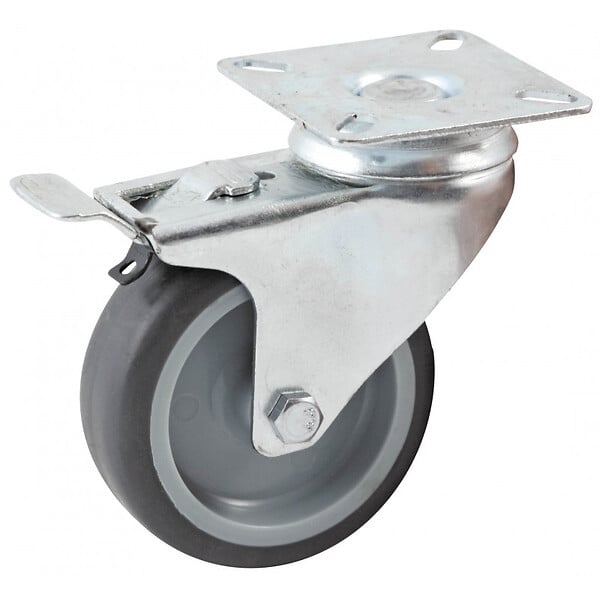 AVL - Roulette pivotante à platine rectangulaire à frein AVL - roue caoutchouc Ø 75 mm - alésage lisse - charge 70 kg - 552841L - large