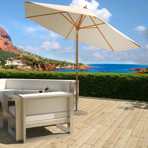 CONCEPT USINE - Parasol  ecru droit rond 3 x 3 m Cancun - large