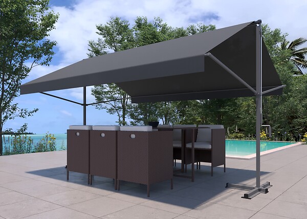 CONCEPT USINE - Store banne double pente manuel 4 x 15-15 m taupe ISEO $ - large