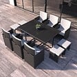 CONCEPT USINE - Table et chaises 10 places en résine tressée noir et blanc FLORIDA - vignette