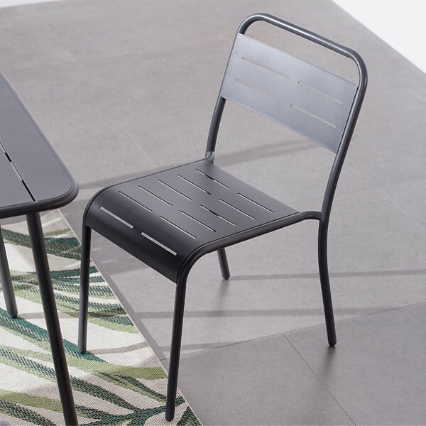 CONCEPT USINE - Lot de 4 chaises en acier gris foncé BERGAME - large