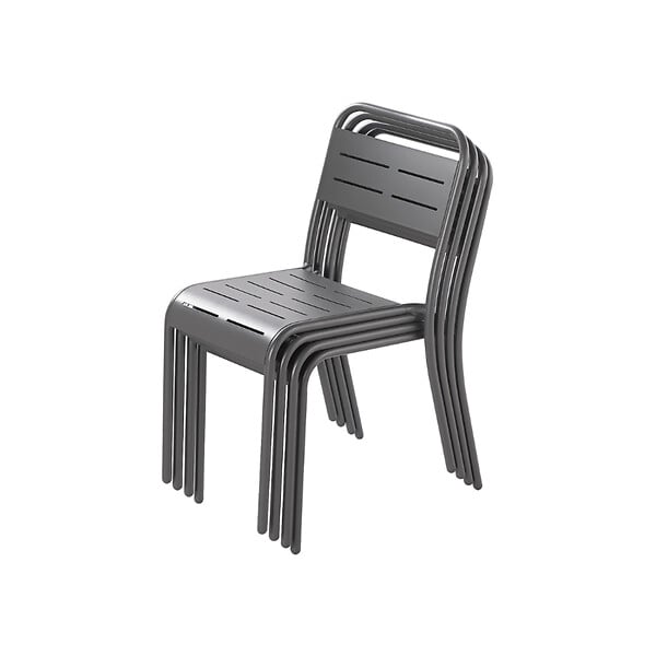 CONCEPT USINE - Lot de 6 chaises en acier gris foncé BERGAME - large