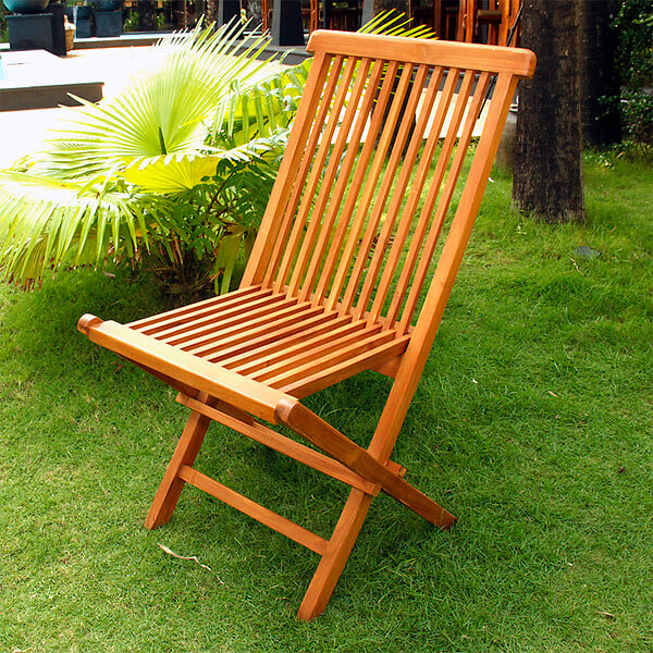 CONCEPT USINE - Lot de 4 chaises pliantes jardin teck massif huilé TECK - large