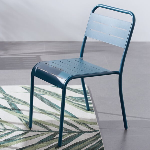 CONCEPT USINE - Lot de 6 chaises en acier bleu BERGAME - large