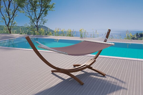 CONCEPT USINE - Hamac avec auvent sur support 315 m en bois chocolat LAGOA - large