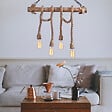CONCEPT USINE - Suspension rustique filaire 4 lampes cordes et bois LOANE $ - vignette