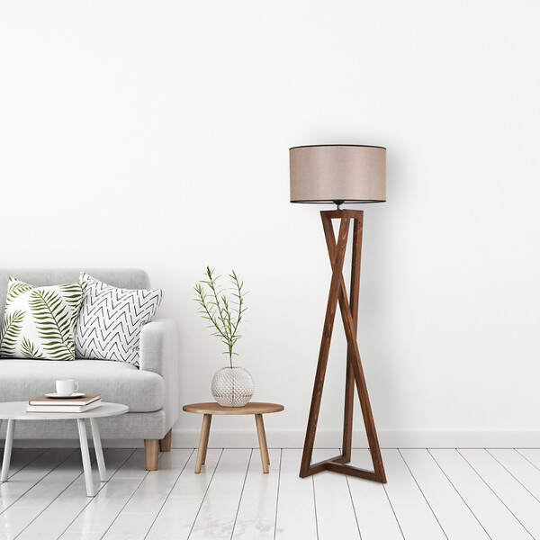 CONCEPT USINE - Lampadaire design bois et tissu CHLOE - large