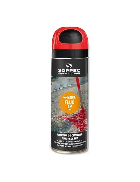 TOPCAR - SOPPEC - Aérosol traceur chantier fluo S-Mark - 10105 - Rouge fluo - large