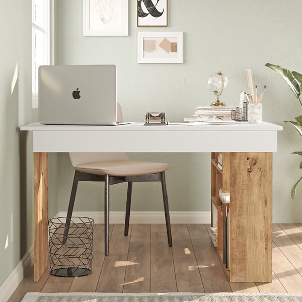 CONCEPT USINE - Bureau d'angle design avec étagères TYO - large