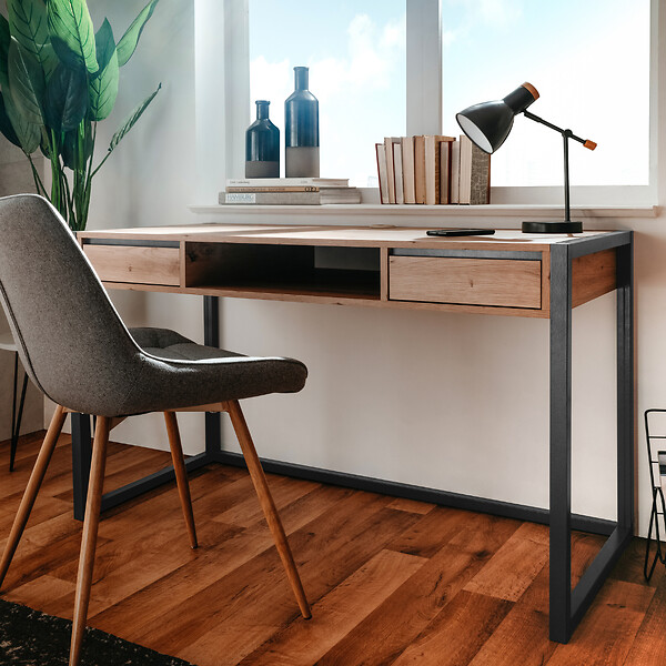 CONCEPT USINE - Bureau industriel bois et noir KOTOR $ - large