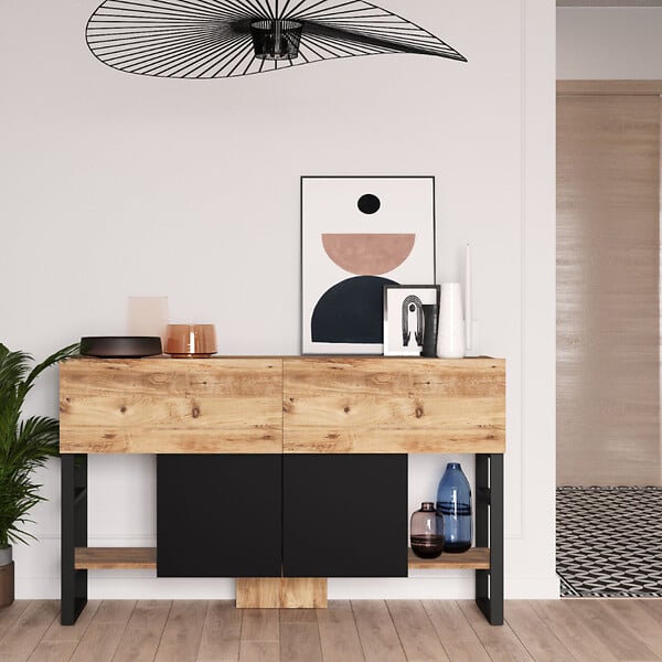CONCEPT USINE - Console avec rangements style industriel TARI - large