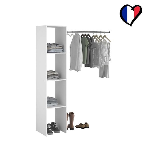 CONCEPT USINE - Dressing blanc étagères penderie 138 x 40 x 180 cm ELYSEE - large