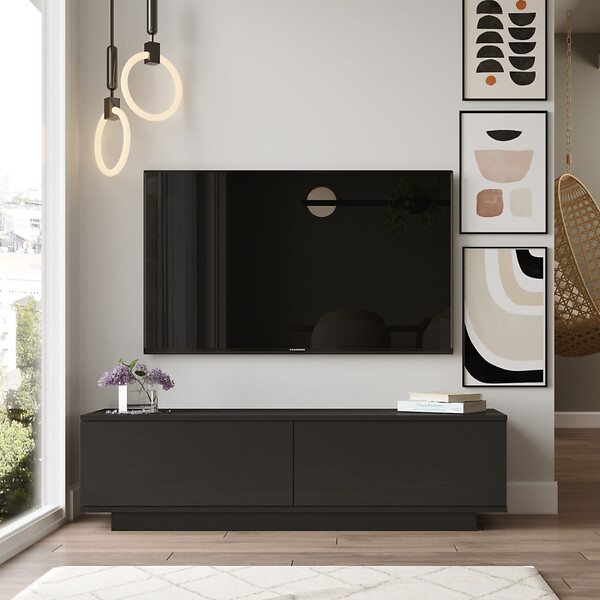 CONCEPT USINE - Meuble TV design noir 140cm MELI - large