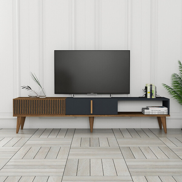 CONCEPT USINE - Meuble TV design bois et anthracite 180 cm NOLA - large